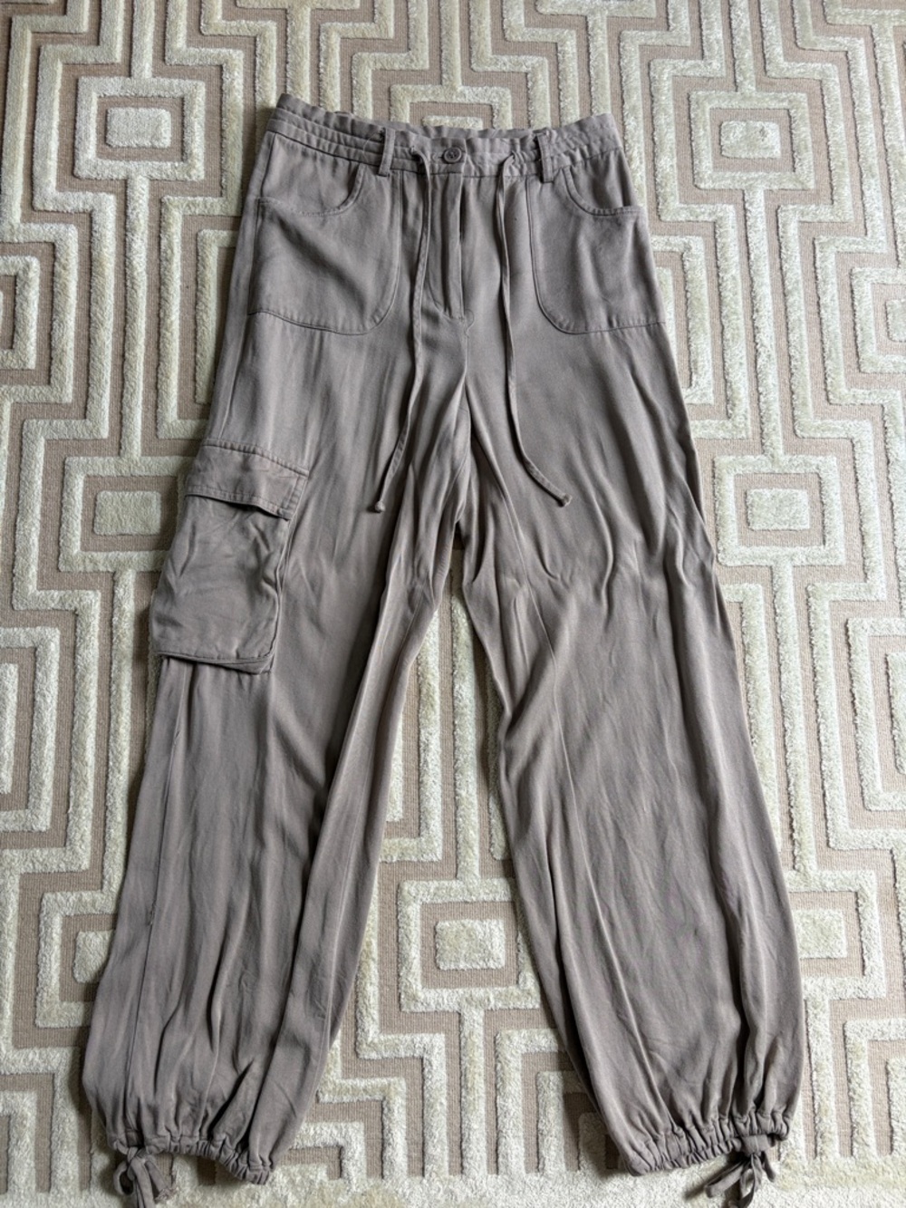 Women's Taupe Cargo Drawstring Pants